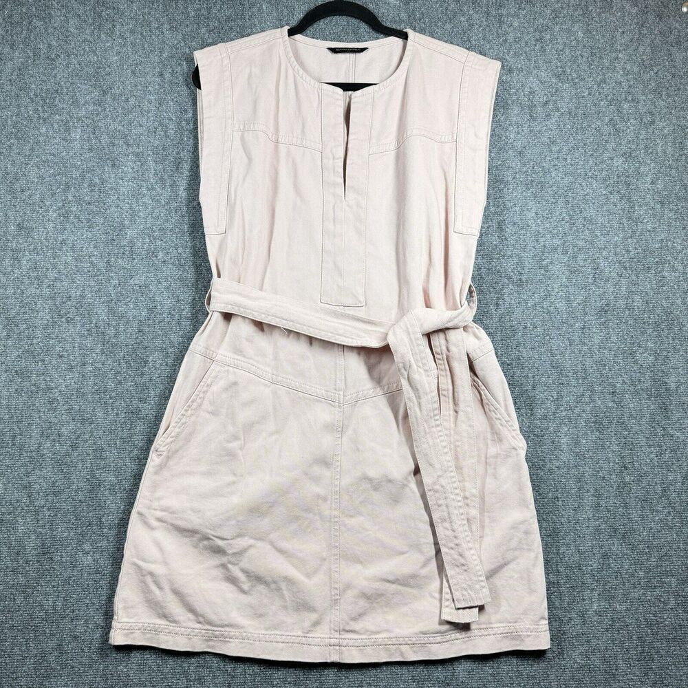 Banana Republic Belted Pink Denim Dress / Size S Tall ~ 100% Cotton